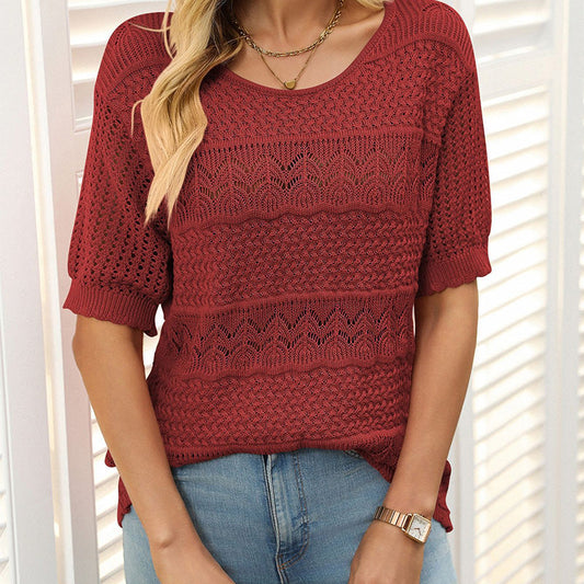 Femeii Crew gât Knit cu mânecă scurtă