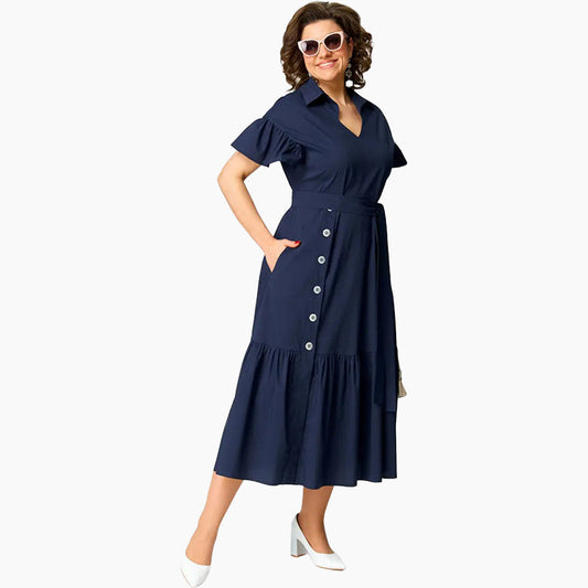 ✨ Rochie de cămașă cu rever cu volane