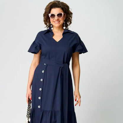 ✨ Rochie de cămașă cu rever cu volane