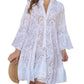 Culoare solidă V-Neck Loose Hollow Out Dress