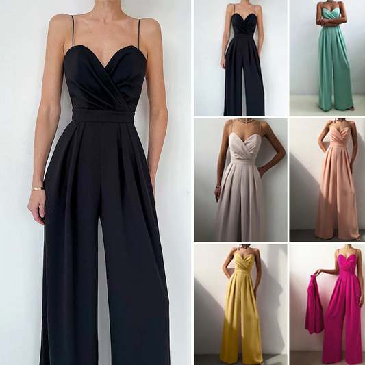 ✨✨✨💃Vânzare la cald🎁【S-3XL】🌷Camisolă de culoare solidă pentru femei Jumpsuit drept cu talie subțire🔥💝🥰