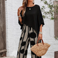 👚Set 2 Piese Femei: Top cu Mâneci 3/4 + Pantaloni Imprimați🌿