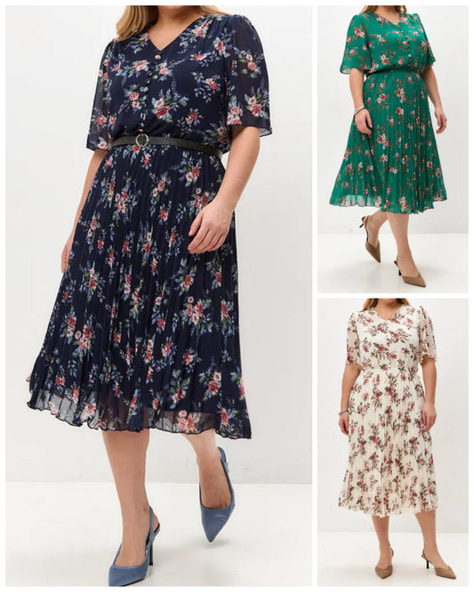 👗 Fustă Plisată Feminină cu Imprimat Floral 🌸 | Talie Înaltă | Bumbac Premium