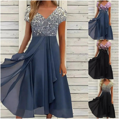 🔥Rochie de vară V-Neck imprimată Patchwork pentru femei