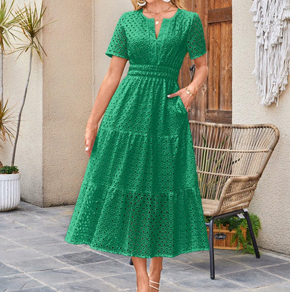 Rochii elegante cu decolteu în V, cu ochiuri și franjuri, pentru femei