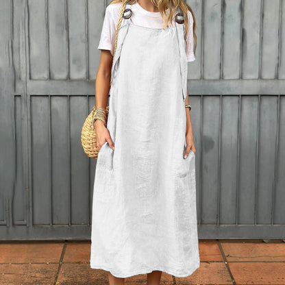 Rochie pentru femei cu bretele reglabile și buzunare