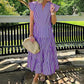 🎀Women’s Striped Tiered Ruffle Midi Dress💃