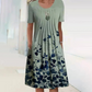 Rochie de lungime genunchi cu gât rotund floral pentru femei