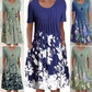 Rochie de lungime genunchi cu gât rotund floral pentru femei