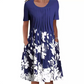 Rochie de lungime genunchi cu gât rotund floral pentru femei