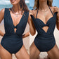 🩱Culoare solidă Lace Up Costum de baie două piese