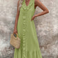 Women's Casual V-Neck Sleeveless Ruffled Maxi Dress