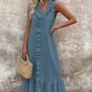 Women's Casual V-Neck Sleeveless Ruffled Maxi Dress