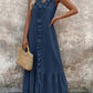 Women's Casual V-Neck Sleeveless Ruffled Maxi Dress