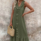 Women's Casual V-Neck Sleeveless Ruffled Maxi Dress