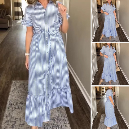 👗 Rochie Holland cu dungi albastre și albe