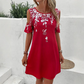Rochie halter cu mâneci decupate cu imprimeu floral