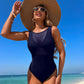 Costum de baie cu o singură piesă de culoare solidă pentru femei