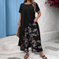 🌸 Top și pantaloni imprimate de culoare solidă pentru femei