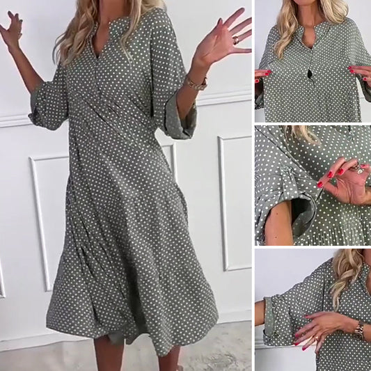 ⏳Time-limited Special⏰Women’s Polka Dot Button Loose Fit Dress