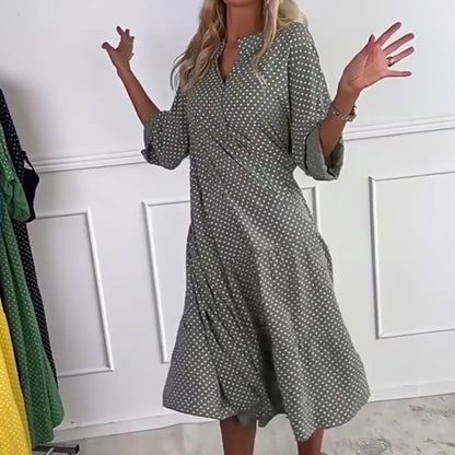 ⏳Time-limited Special⏰Women’s Polka Dot Button Loose Fit Dress