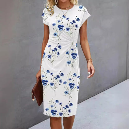 Rochie elegantă pentru femei cu gât rotund imprimat