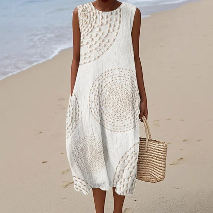 Rochie de plajă fără mâneci cu modele brodate