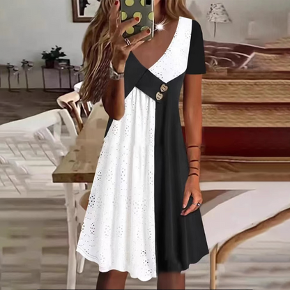 💃 Rochii elegante pentru femei cu patchwork cu decolteu în V