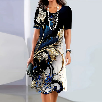 💖 Rochii elegante cu gât rotund imprimate