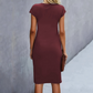 Rochie midi cu mâneci scurte și talie strânsă pentru femei