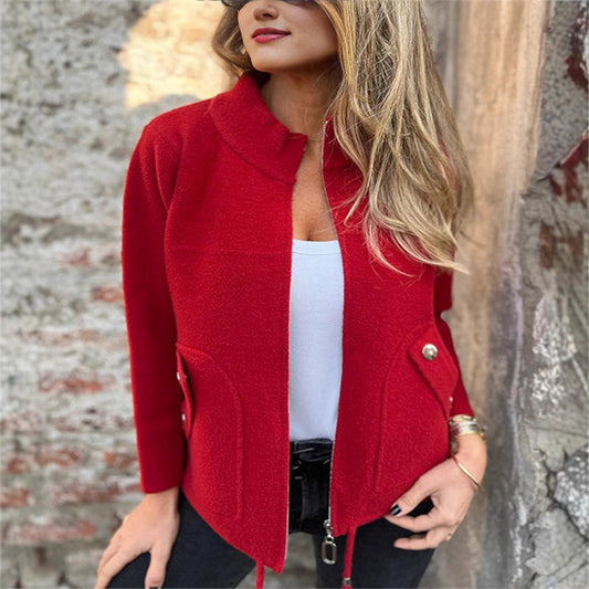 🧥 Jacheta casuală cu guler înalt și fermoar