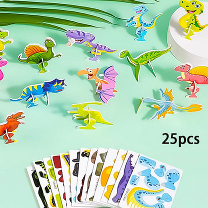 🦖🧩 Set Puzzle 3D Educativ cu Dinozauri – 50 de Piese Colorate pentru Creativitate & Gândire Spațială! 🎨✨