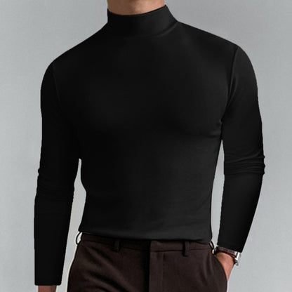 ☁️Stretchy Comfort, Everyday Versatile👕 Men's High Neck Slim Fit T-Shirt – Breathable Stretch & Casual Fit