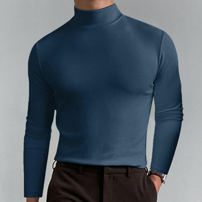 ☁️Stretchy Comfort, Everyday Versatile👕 Men's High Neck Slim Fit T-Shirt – Breathable Stretch & Casual Fit