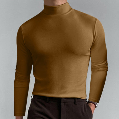 ☁️Stretchy Comfort, Everyday Versatile👕 Men's High Neck Slim Fit T-Shirt – Breathable Stretch & Casual Fit