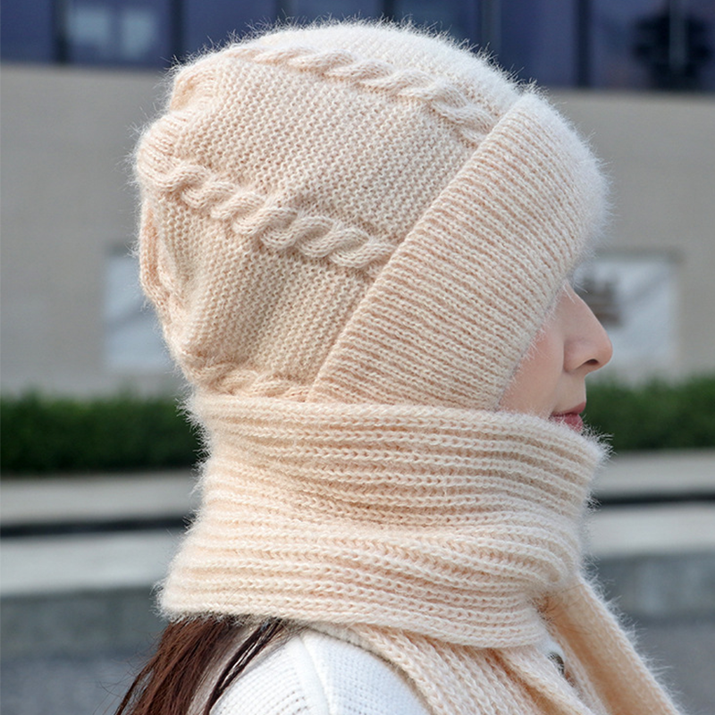 🧣2-in-1 Full Warmth, Head & Neck Coverage👒 2-in-1 Hooded Beanie with Neck Warmer – Thick Knit, Windproof & Warm ✨