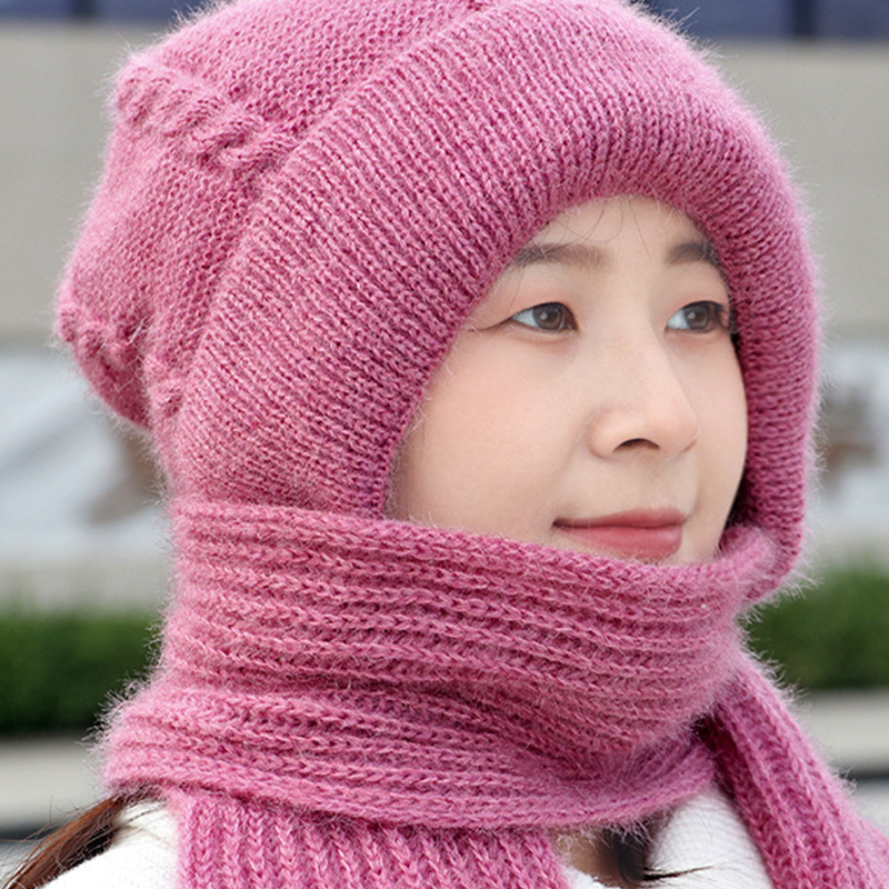 🧣2-in-1 Full Warmth, Head & Neck Coverage👒 2-in-1 Hooded Beanie with Neck Warmer – Thick Knit, Windproof & Warm ✨