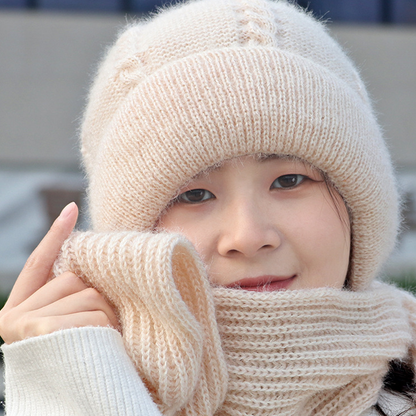 🧣2-in-1 Full Warmth, Head & Neck Coverage👒 2-in-1 Hooded Beanie with Neck Warmer – Thick Knit, Windproof & Warm ✨