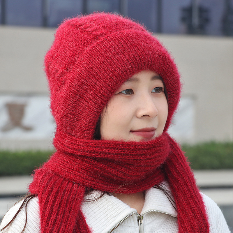 🧣2-in-1 Full Warmth, Head & Neck Coverage👒 2-in-1 Hooded Beanie with Neck Warmer – Thick Knit, Windproof & Warm ✨