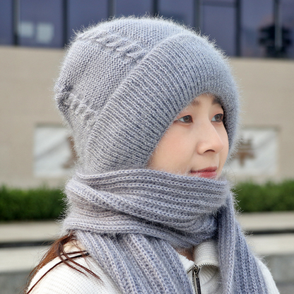 🧣2-in-1 Full Warmth, Head & Neck Coverage👒 2-in-1 Hooded Beanie with Neck Warmer – Thick Knit, Windproof & Warm ✨