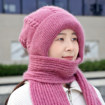 🧣2-in-1 Full Warmth, Head & Neck Coverage👒 2-in-1 Hooded Beanie with Neck Warmer – Thick Knit, Windproof & Warm ✨