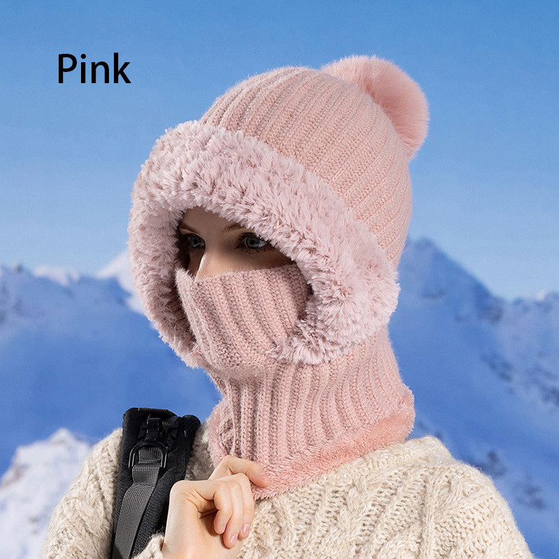 🧣3-in-1, Warm & Windproof❄️ Women's Winter One-Piece Knitted Beanie Scarf Mask – All-in-One Design, Warm & Windproof ✨