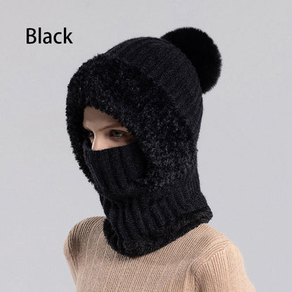 🧣3-in-1, Warm & Windproof❄️ Women's Winter One-Piece Knitted Beanie Scarf Mask – All-in-One Design, Warm & Windproof ✨