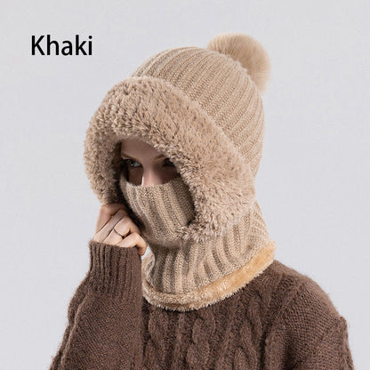 🧣3-in-1, Warm & Windproof❄️ Women's Winter One-Piece Knitted Beanie Scarf Mask – All-in-One Design, Warm & Windproof ✨