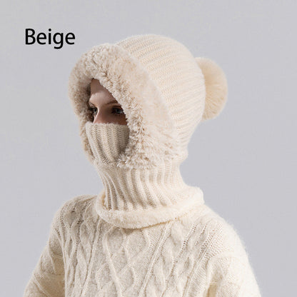 🧣3-in-1, Warm & Windproof❄️ Women's Winter One-Piece Knitted Beanie Scarf Mask – All-in-One Design, Warm & Windproof ✨