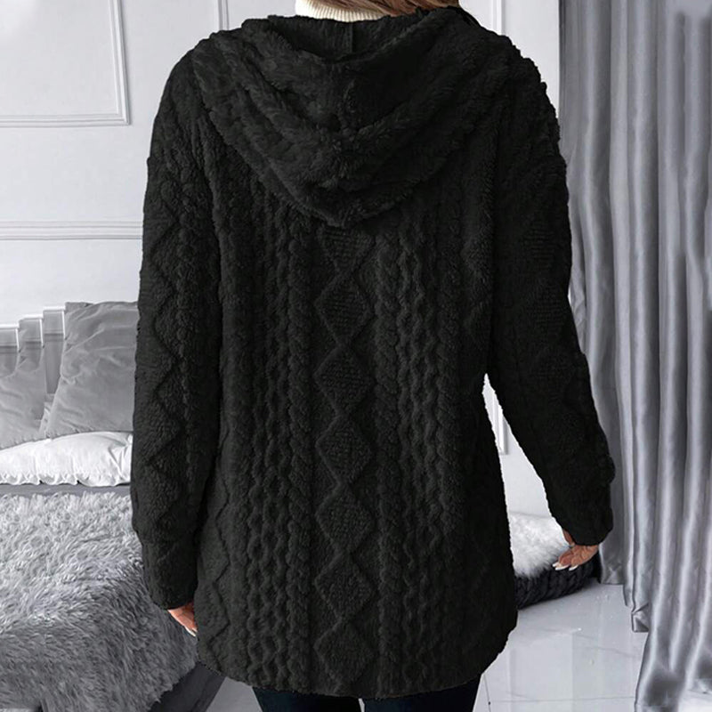 👚 Women's Mid-Length Hooded Quilted Plush Coat – Double-Sided Plush & Hooded Design