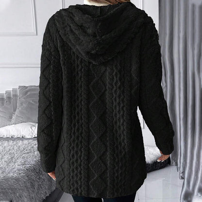 👚 Women's Mid-Length Hooded Quilted Plush Coat – Double-Sided Plush & Hooded Design