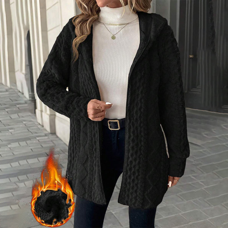 👚 Women's Mid-Length Hooded Quilted Plush Coat – Double-Sided Plush & Hooded Design