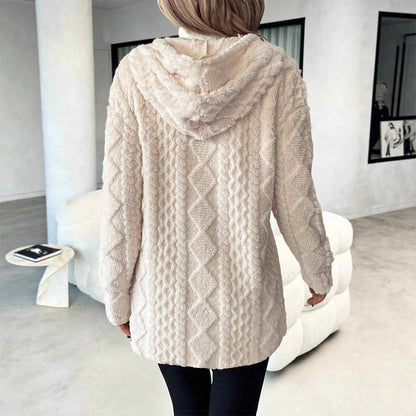 👚 Women's Mid-Length Hooded Quilted Plush Coat – Double-Sided Plush & Hooded Design