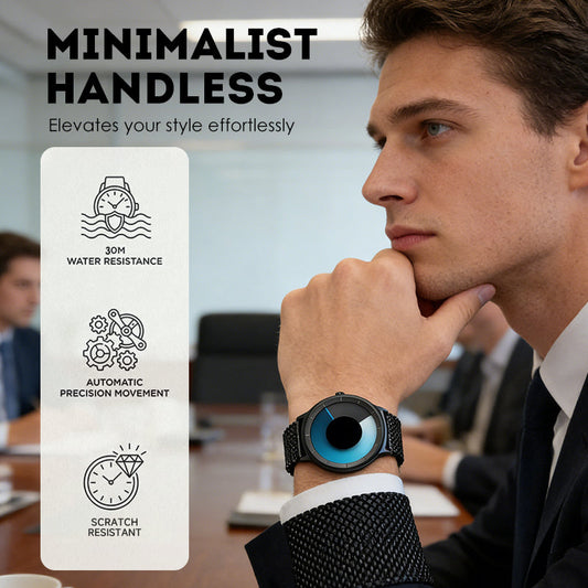 ⏰Ceas minimalist futurist pentru bărbați, cu cadran creativ cu disc rotativ⌚
